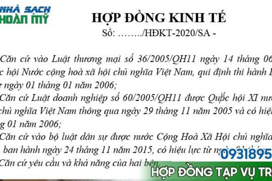 Mẫu hợp đồng tạp vụ trường học