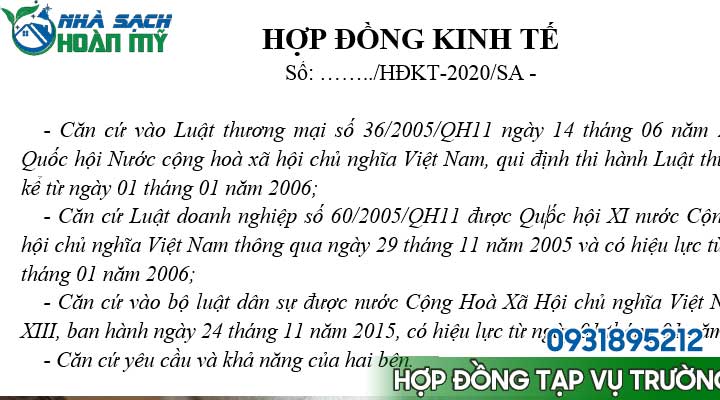 Mẫu hợp đồng tạp vụ trường học