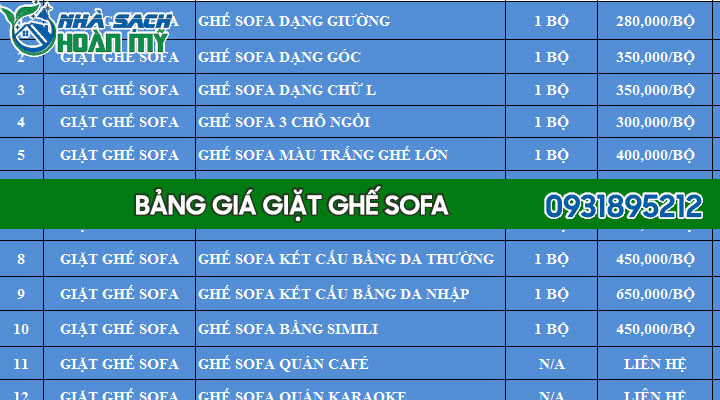 Giá giặt ghế sofa tại Đà Nẵng - sát nhất trên thị trường 3 Bảng giá giặt ghế sofa