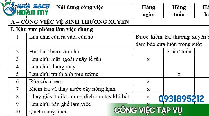 Nội dung công việc tạp vụ văn phòng 3 nội dung công việc tạp vụ văn phòng